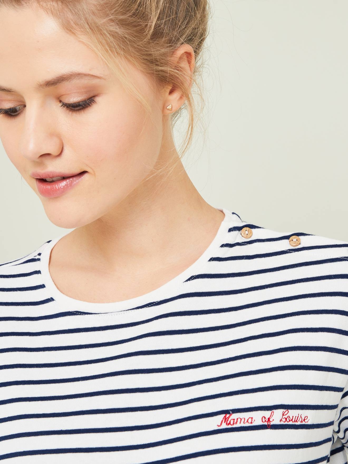 Vertbaudet Shirt für die Schwangerschaft, personalisierbar - blau/weiß gestreift