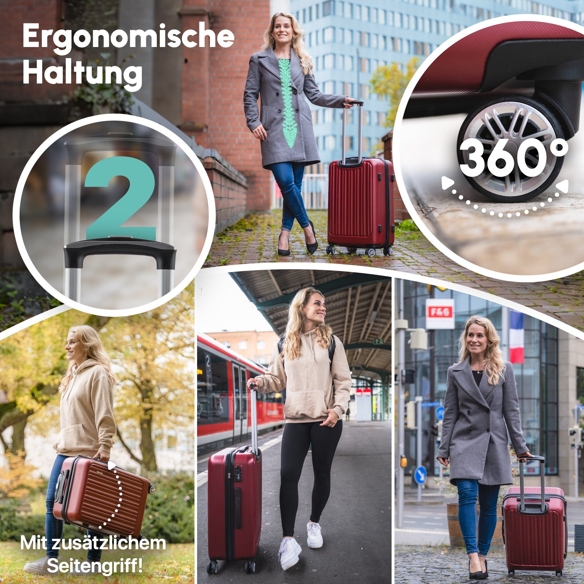 Easy Move Hartschalen-Trolley Ace 026, Reisekoffer Hartschalen-Koffer, 360° Doppelrollen, 100% ABS