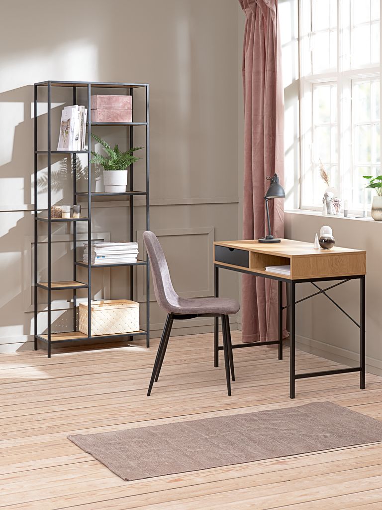 TRAPPEDAL bookcase, 7 shelves, oak/black