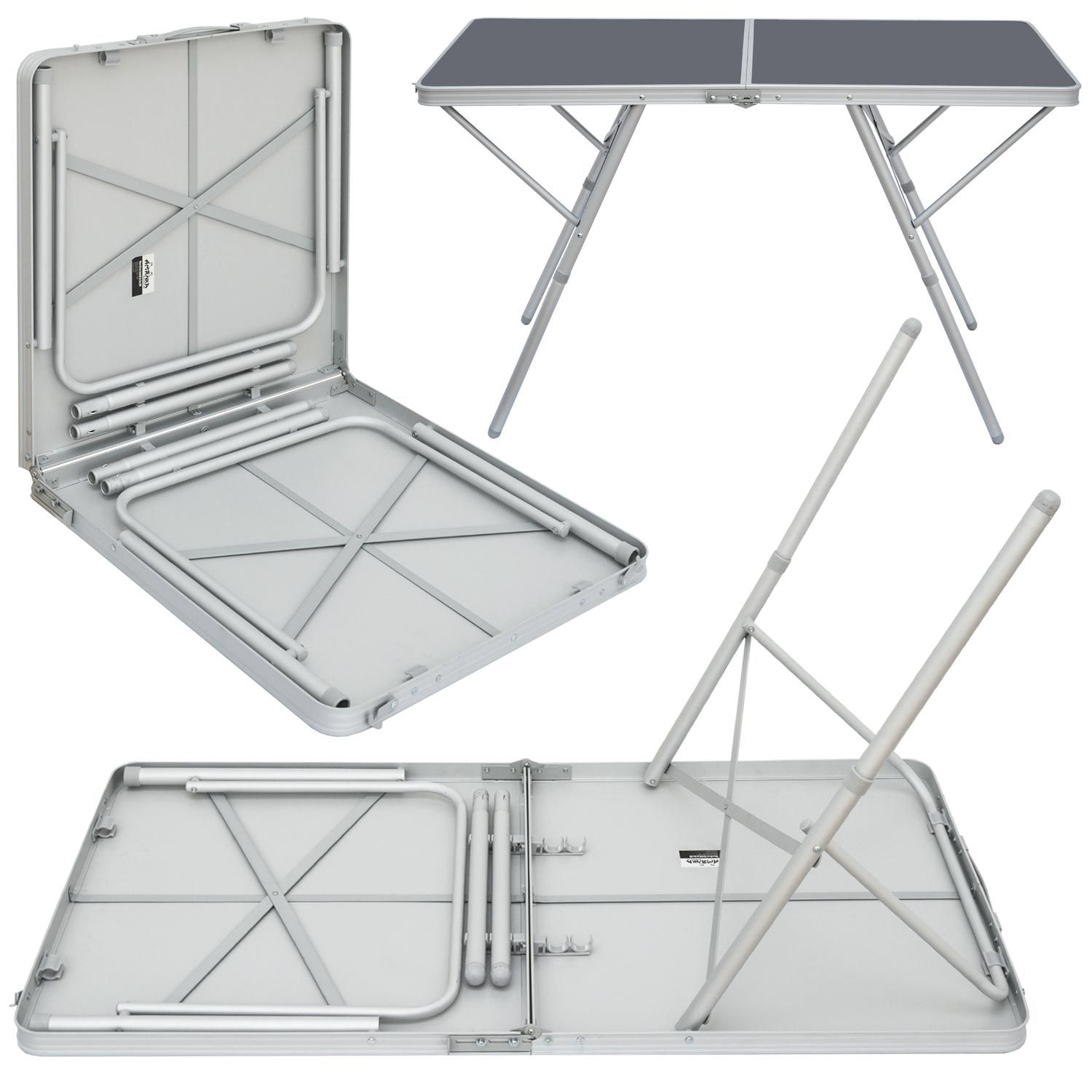 AMANKA 120x60 Anthrazit Stabiler Alu-Campingtisch