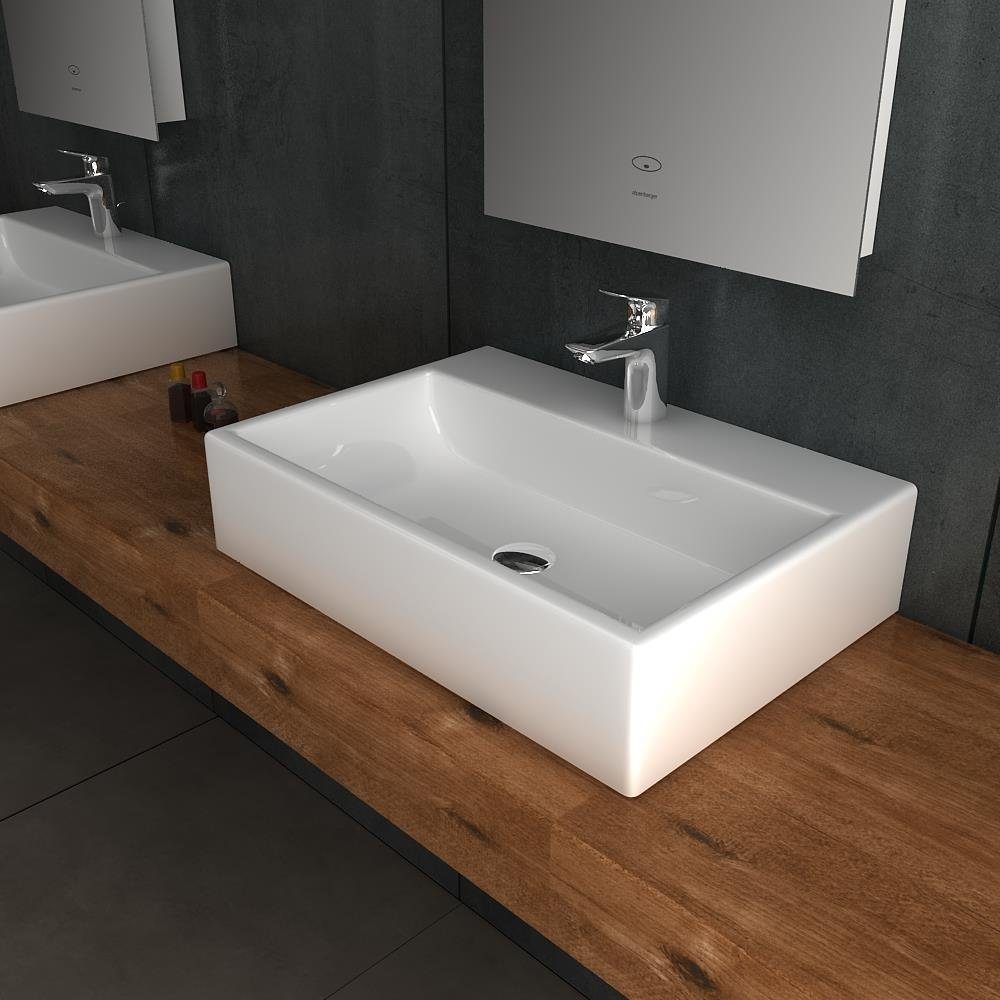 Alpenberger Waschbecken - Keramik Aufsatzwaschbecken & Hängewaschbecken - Eleganter Waschplatz (1-tlg. Set, 1-St., Handwaschbecken Badezimmer), Aufsatzbecken schmutzabweisend & hygienisch mit Nano beschichtet