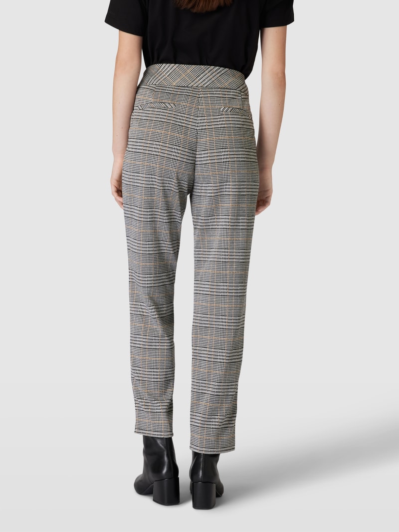 Stoffhose mit Glencheck-Muster in schwarz