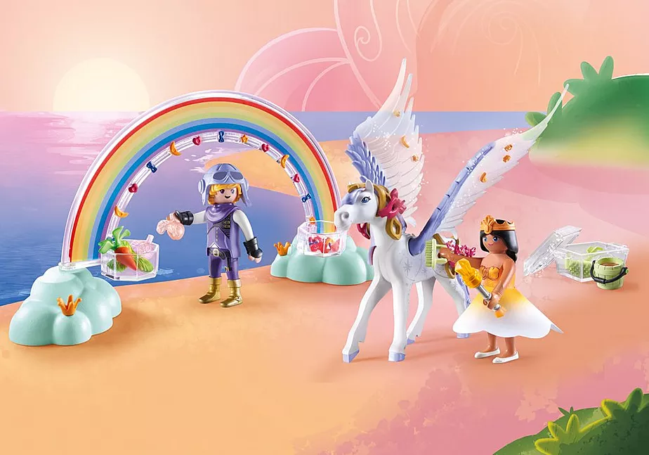 Himmlischer Pegasus mit Regenbogen