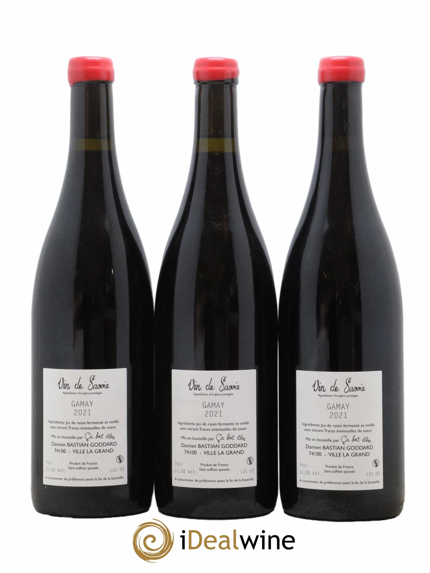 Vin de Savoie Ton rouge d'élevage Domaine Ca boit libre 2021 - Lot de 3 Bouteilles
