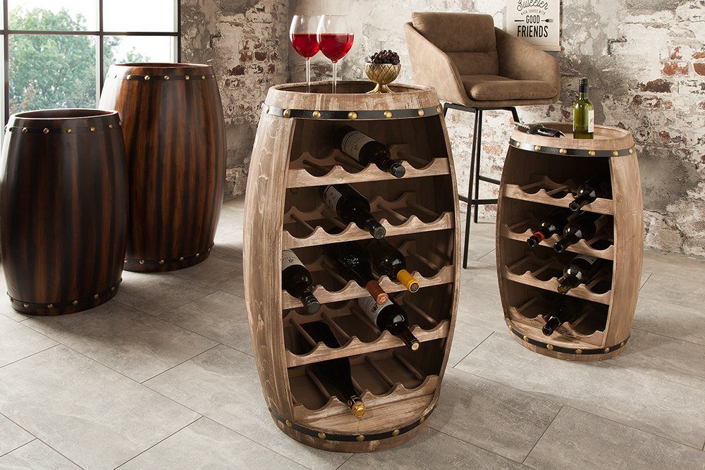 riess-ambiente Weinregal BODEGA 80cm natur, Einzelartikel 1-tlg., Holz · Flaschen · Fass · Pinie