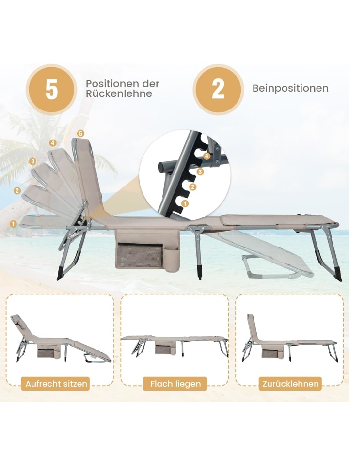 COSTWAY Sonnenliege mit Gesichtsöffnung in Sand günstig kaufen onesize