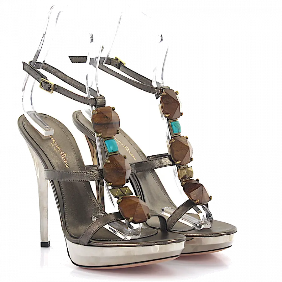 Gianvito Rossi - Riemchensandalen Schmuckstein grau - grau