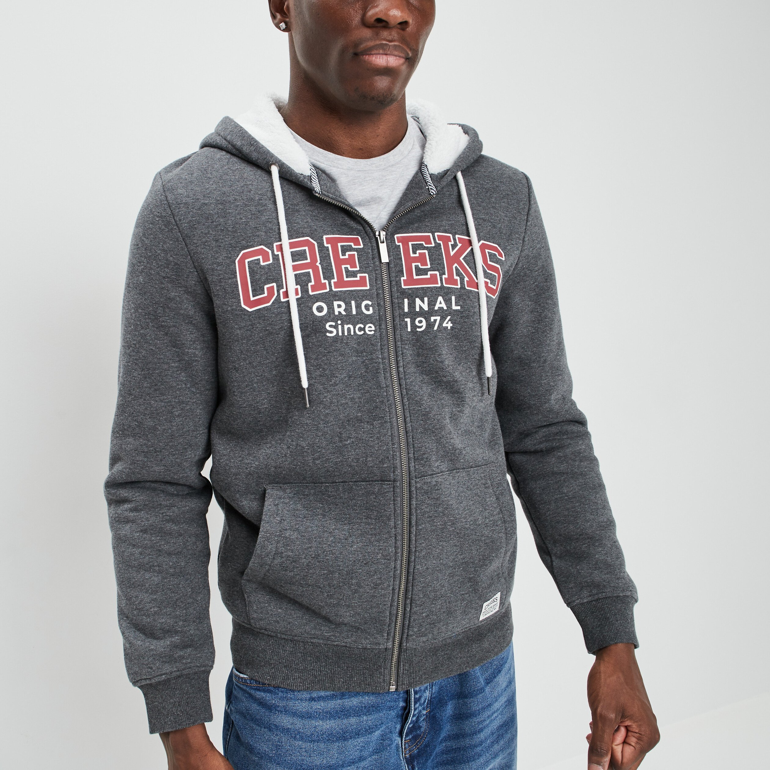 Sweat zippé à capuche Creeks gris foncé homme | La Halle