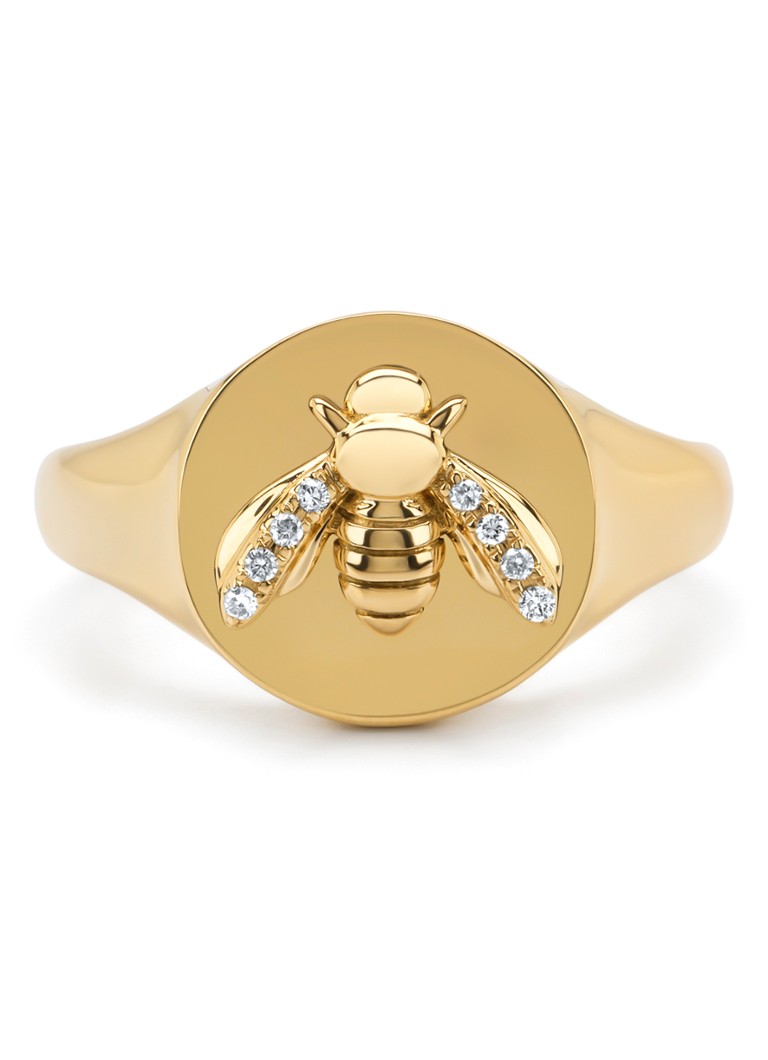 Inel cu vârf de diamant din aur galben, diamant de 0.03ct, Regina Albină