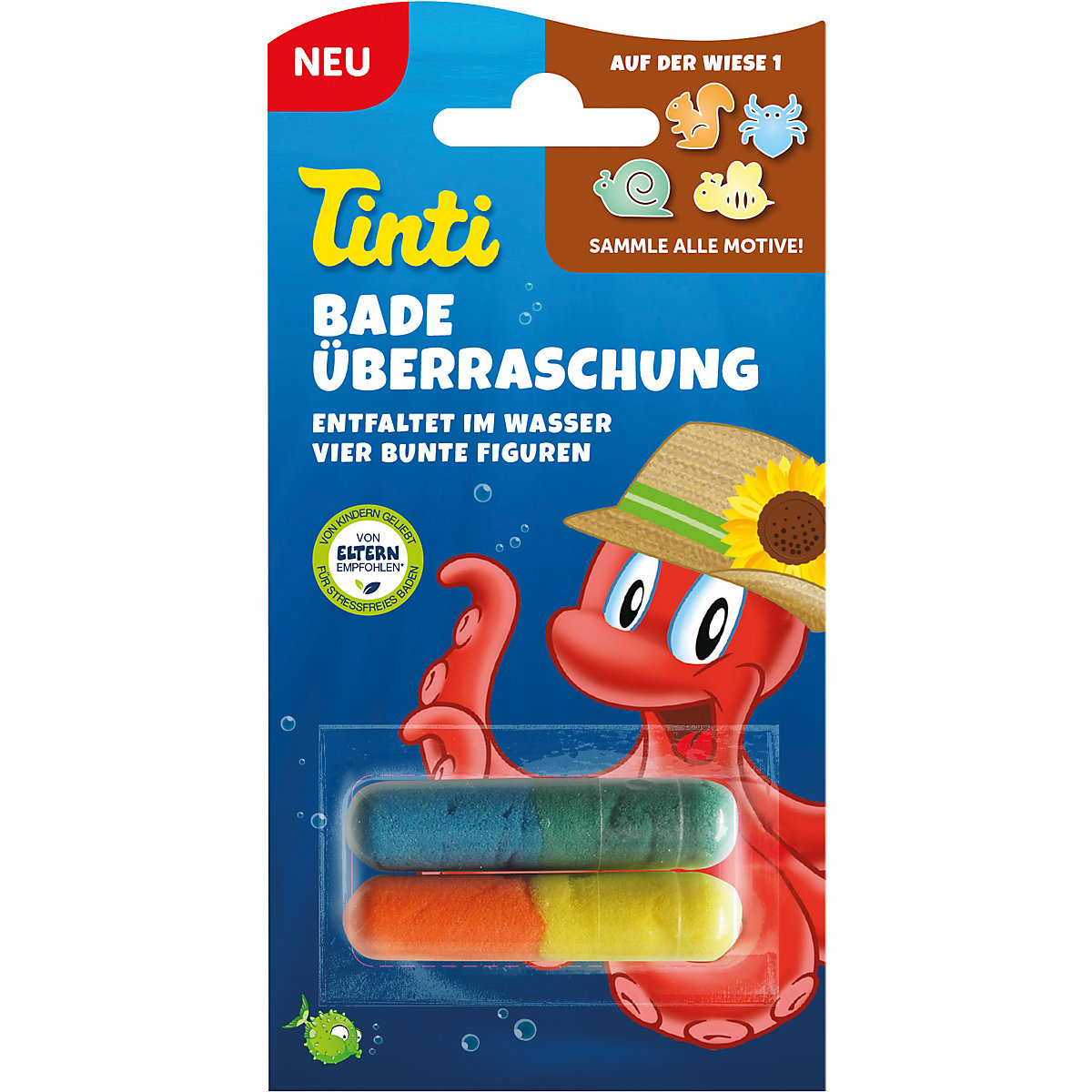 Badeüberraschung, 10er Pack, Badebohnen mit Schwammfiguren