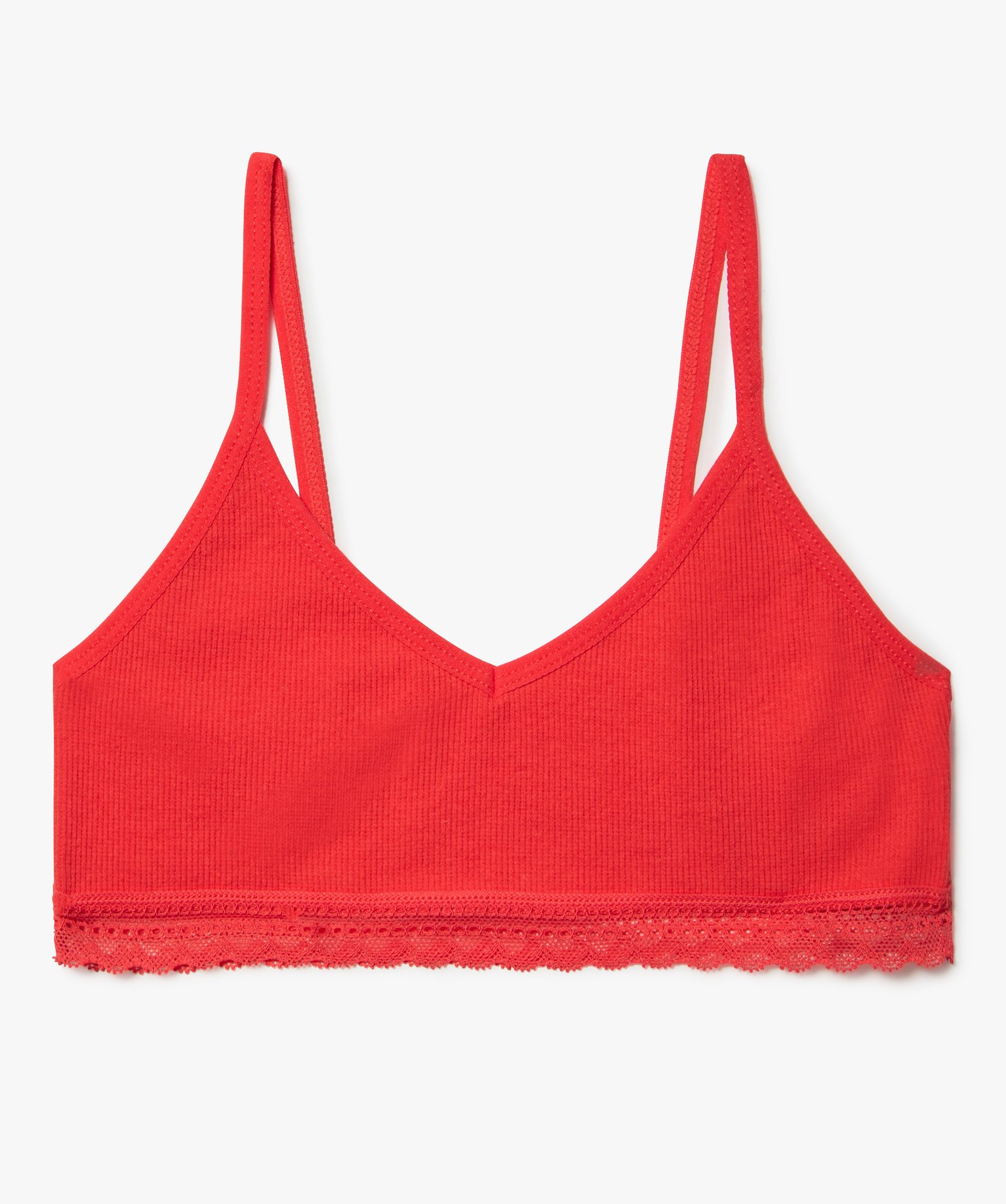 Brassière à fines bretelles en maille ctelée fille rose | GEMO