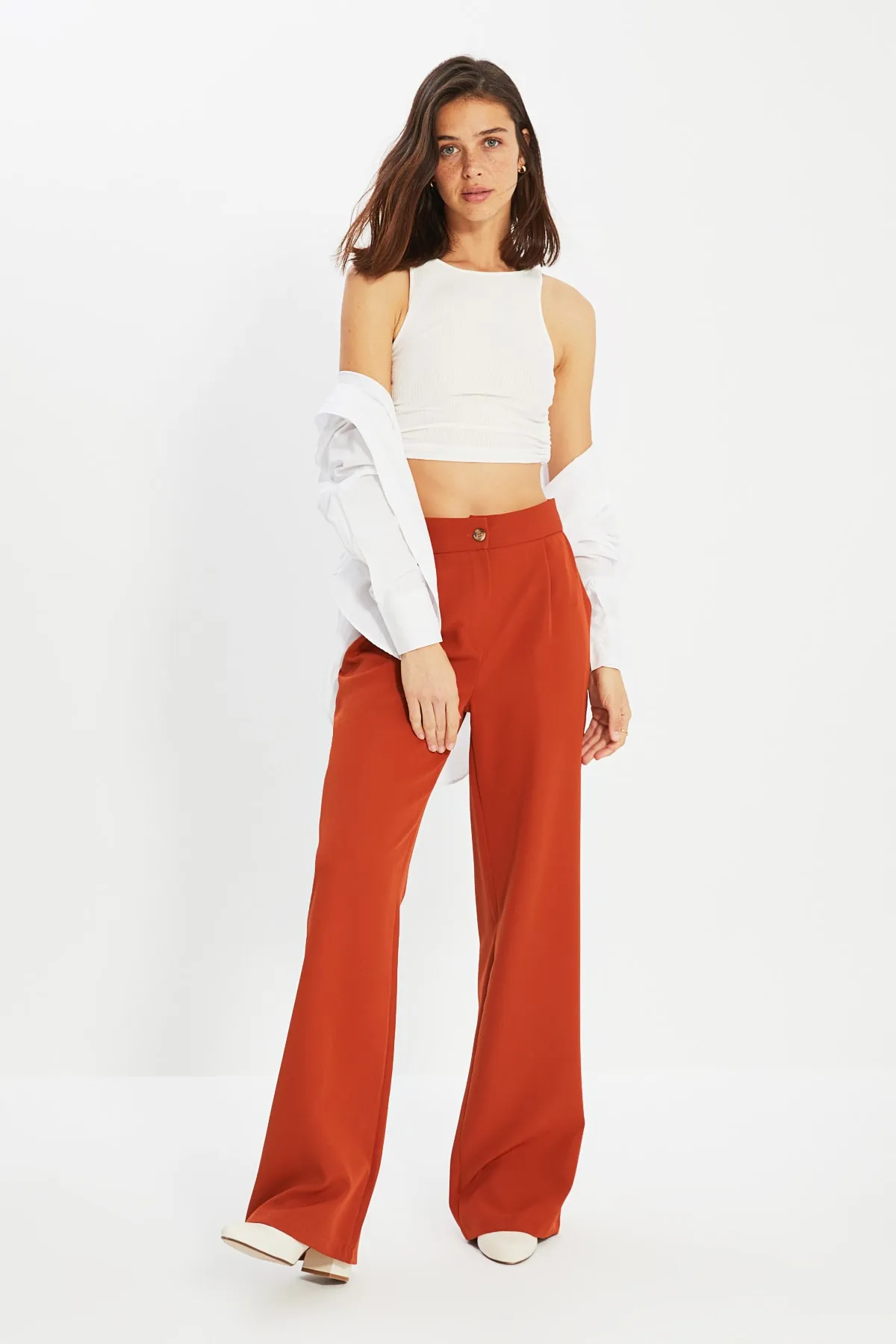 Trendyol Collection  Tile Wide Leg/Wide Leg Woven Hose TWOAW22PL0139