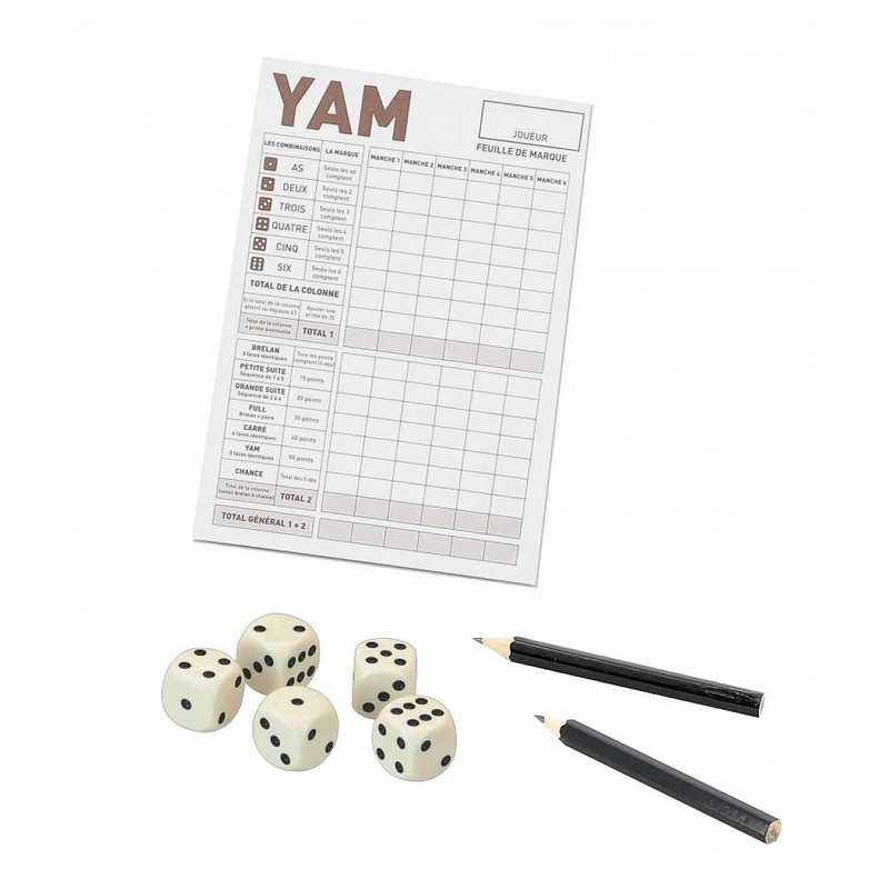 Jeu de Yam avec bloc de feuilles et crayons