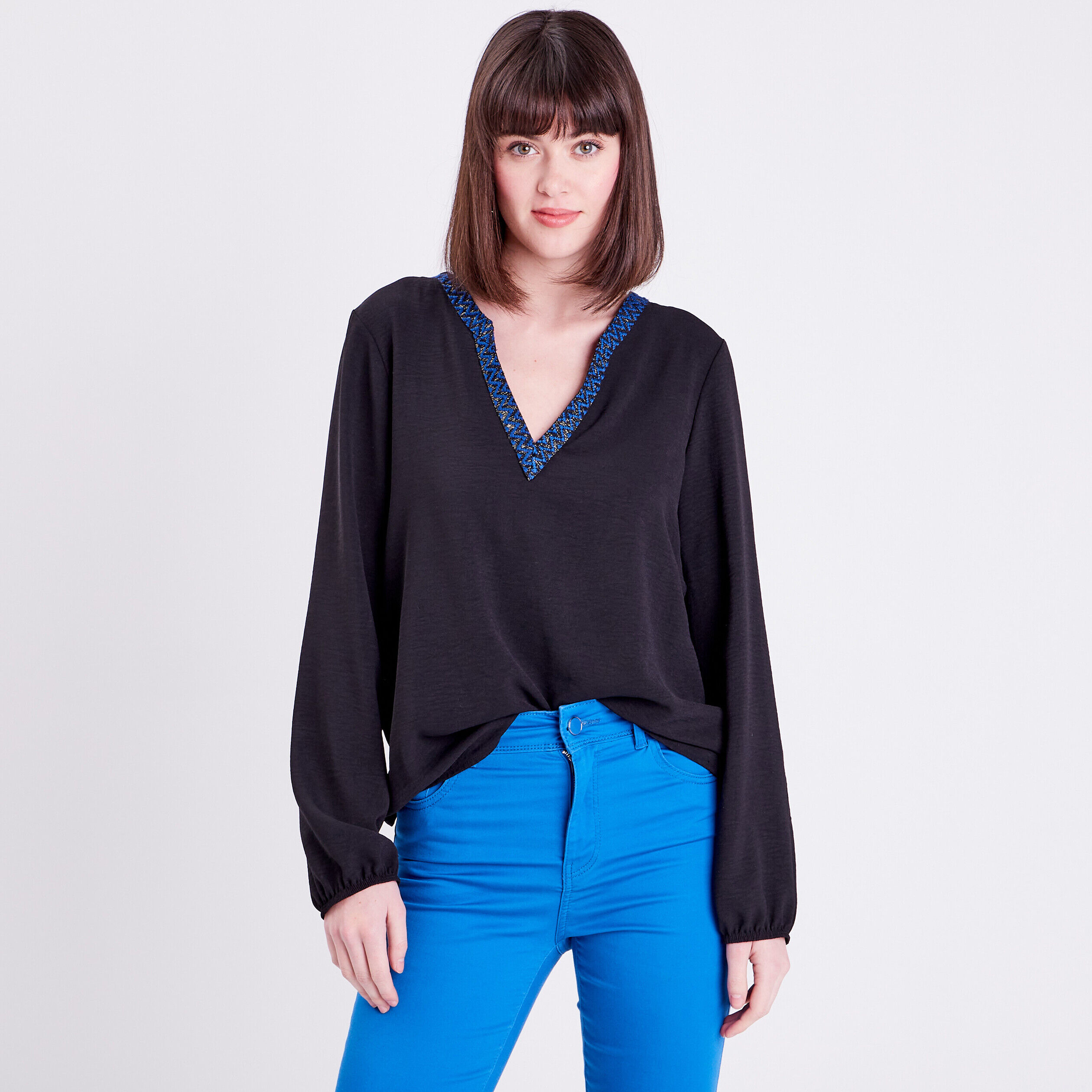 Blouse manches longues noir femme | Cache Cache
