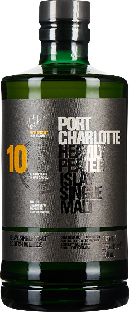 Bruichladdich Scotch Whisky Single Malt Port Charlotte Heavily Peated 10 YO 0,7 Liter in Tube