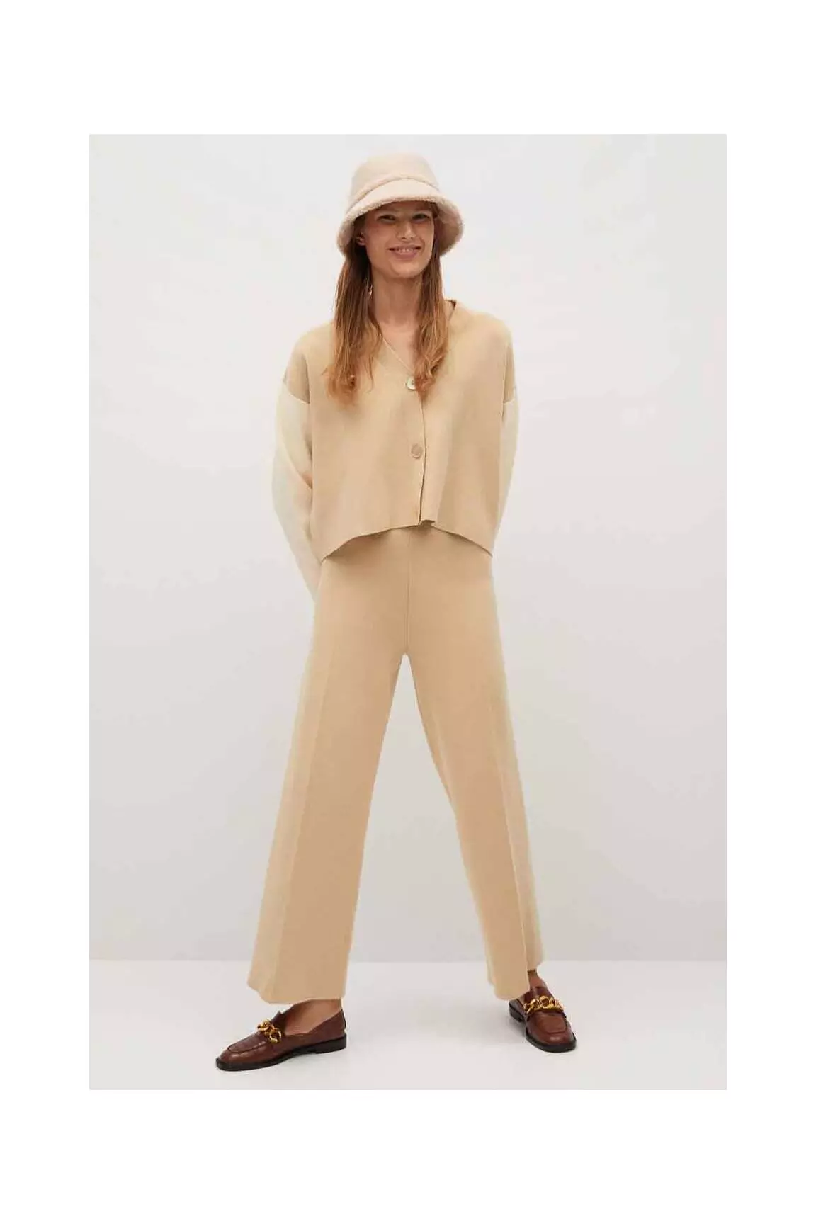 Mango Cardigans Femme couleur beige