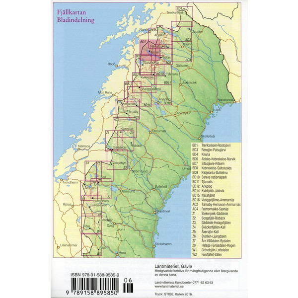 Fjällkartan 1 : 100 000 BD7 Sitasjaure - Ritsem Bergwanderkarte - Wanderkarte