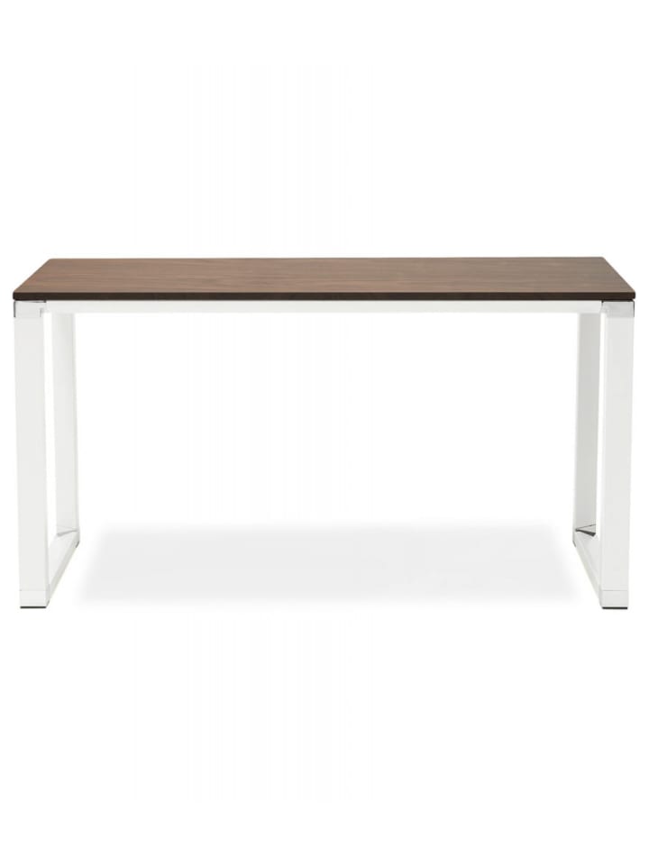 KADIMA DESIGN Gerader Schreibtisch aus Holz Metall | Modern Minimalistisch in Braun-Weiß günstig kaufen