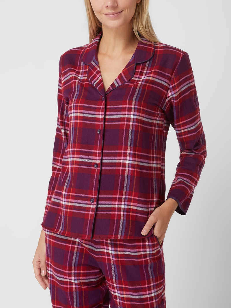 Pyjama-Oberteil aus Baumwolle Modell 'Clarissa' in bordeaux rot