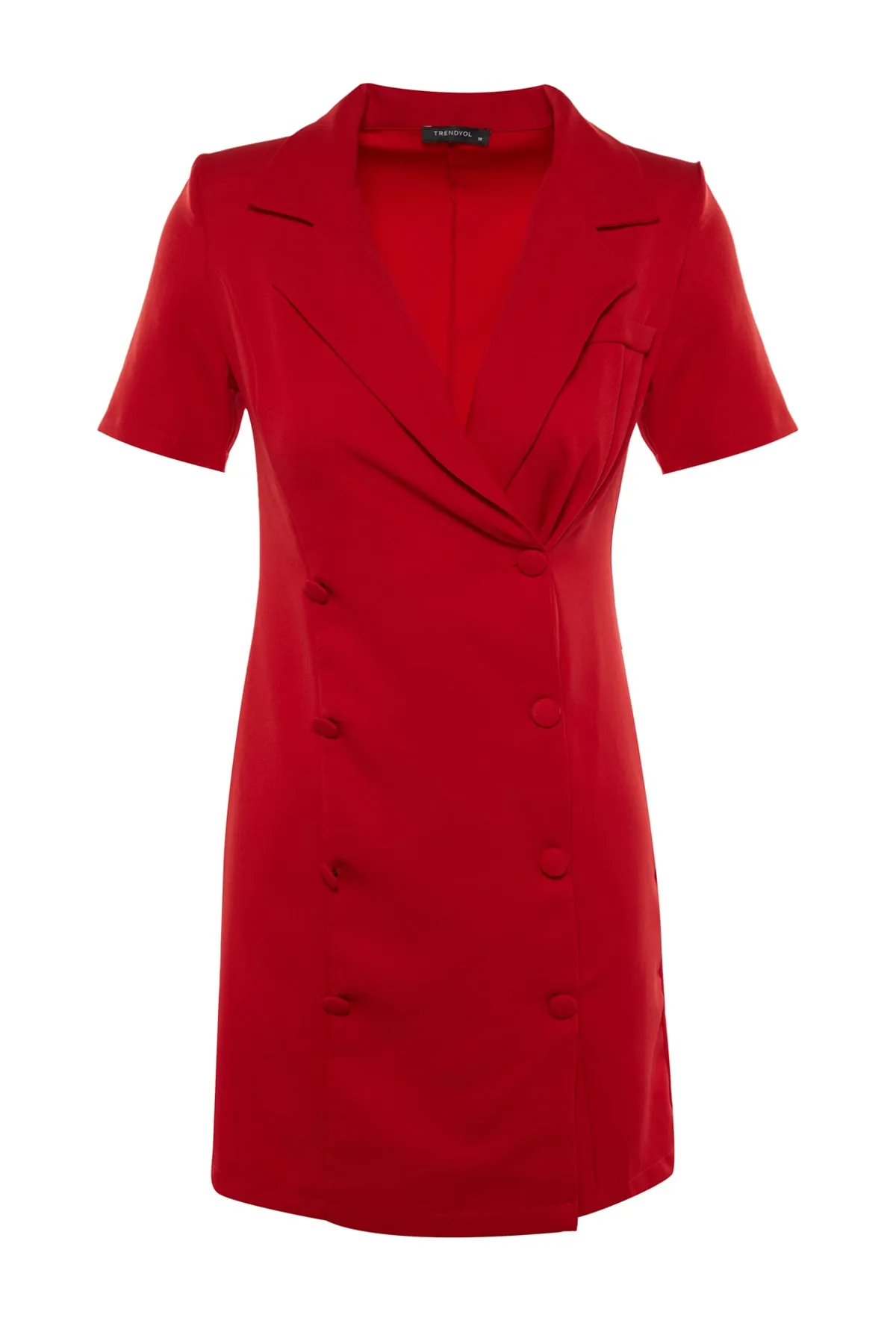 Trendyol Collection  Rote Jacke, gewebtes Minikleid mit Knöpfen und detailliertem Webmuster TWOSS21EL0323