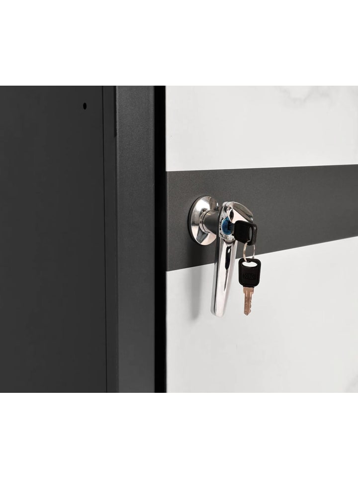 MCW 1er Mülltonnenverkleidung J82 erweiterbar Metall, Marmor-Optik hell günstig kaufen onesize