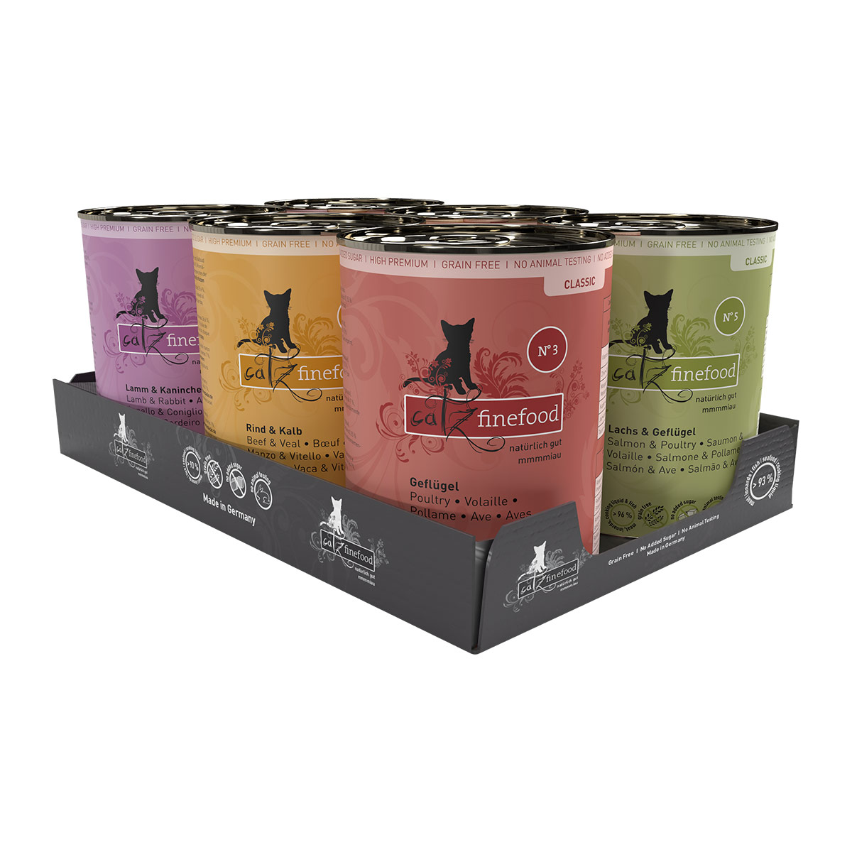 Multipack mit sechs Nassfutter-Sorten für ausgewachsene Katzen