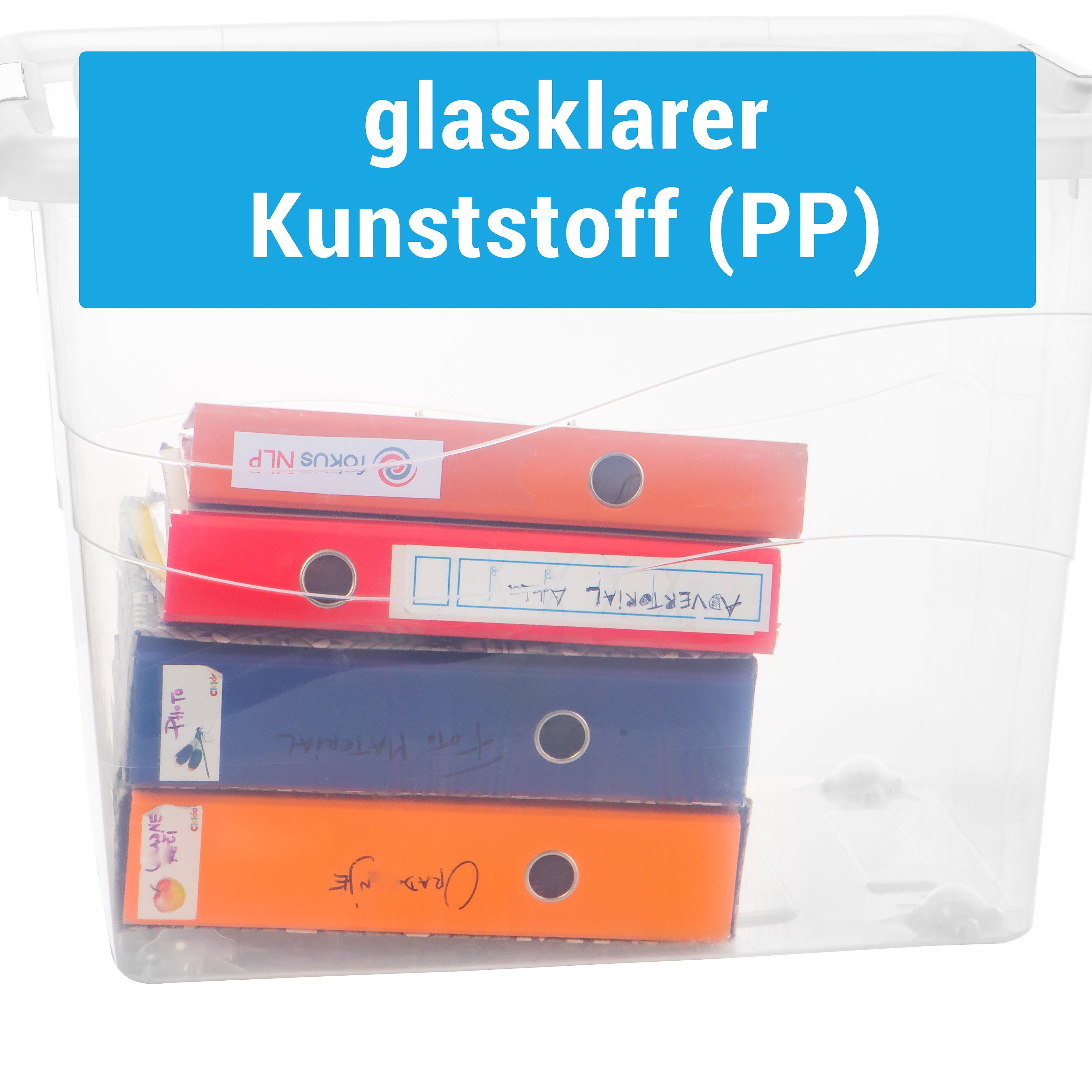 Centi Allzweckkiste Aufbewahrungsbox, Boxen Aufbewahrung, Kisten Aufbewahrung Groß (Set, 3 St., 80 Liter, H45 cm x L54 cm x B40 cm), Groß XXL 80L Deckel, Rollen, Clip-Griffen und Lüftungsklappe