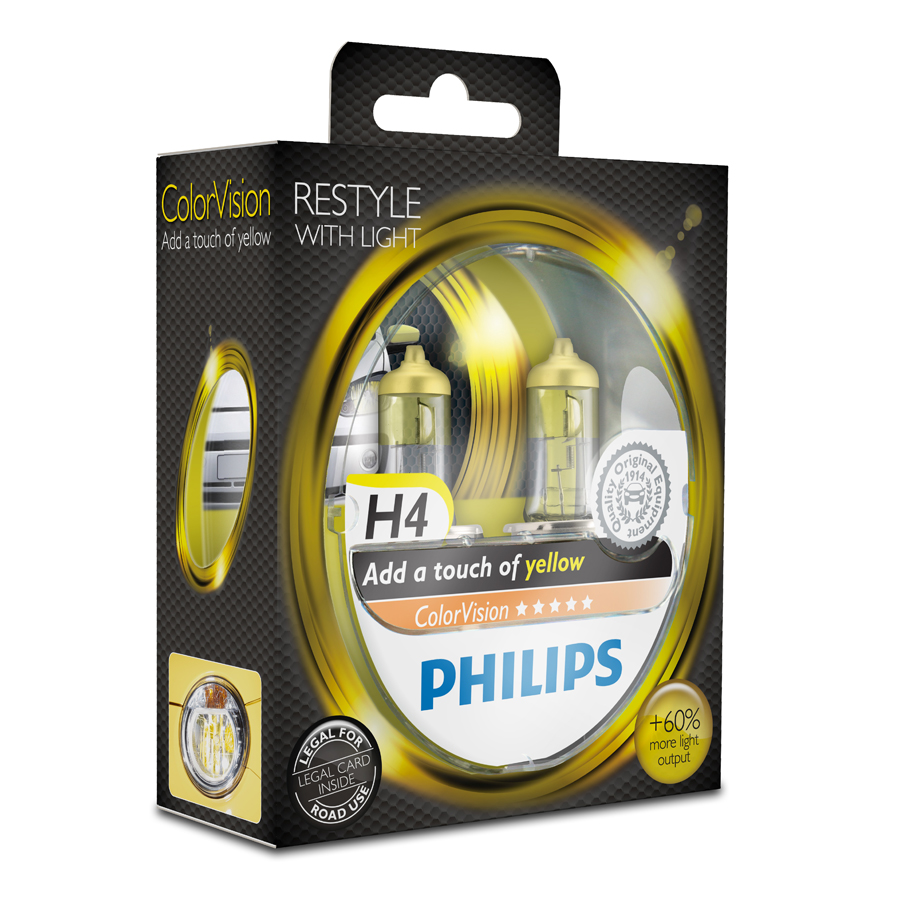 Philips ColorVision H4 +60% Glühlampe in gelb, 2 Stück - ATU