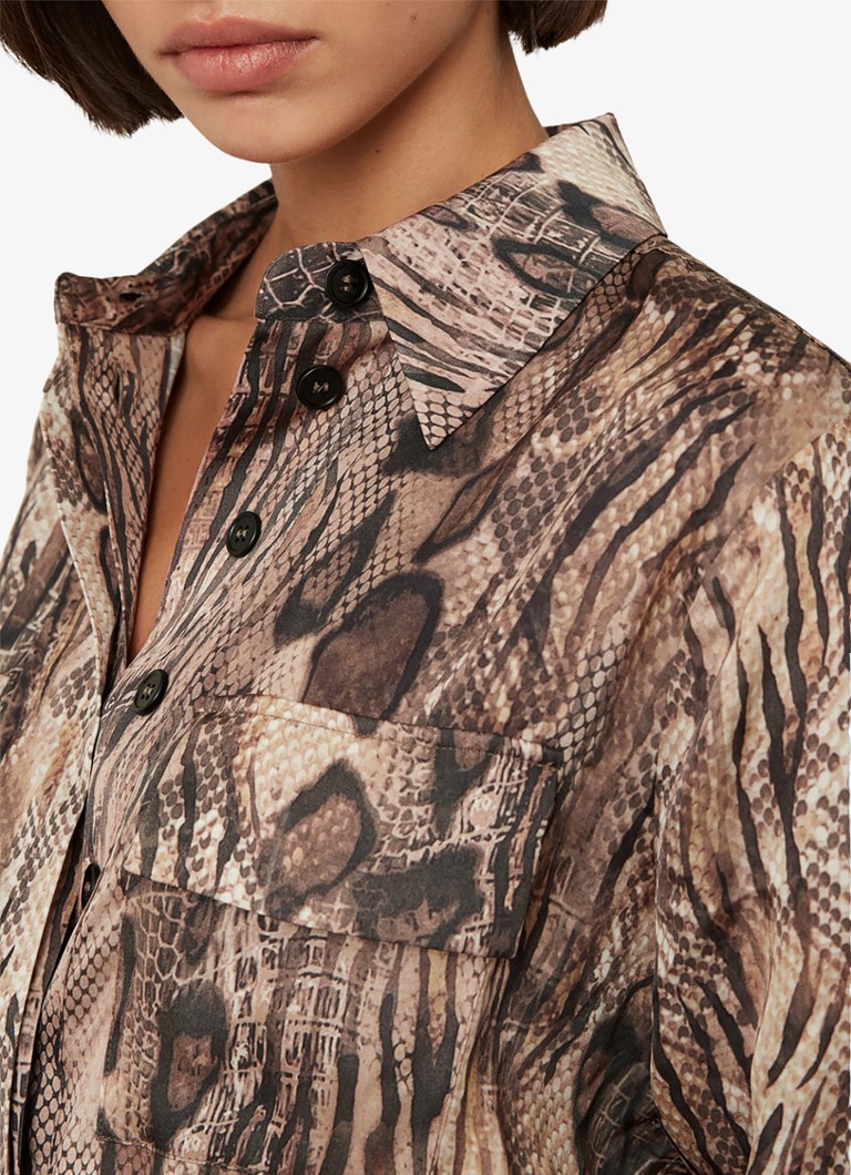 Reiss Farah midi haljina sa zmijskim printom i džepovima na prsima