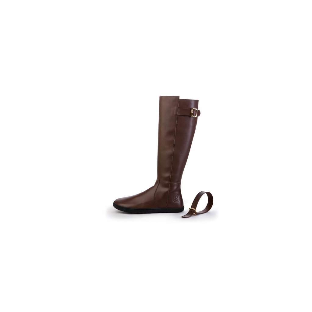 Shapen Glam Brown Leather braune Barfuß-Stiefel