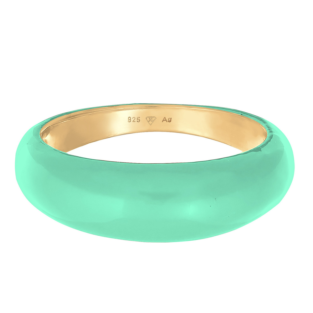 Elli Elli Bague Femmes Bande Pile avec Émail Orange en Argent Sterling 925 Plaqué Or Bague