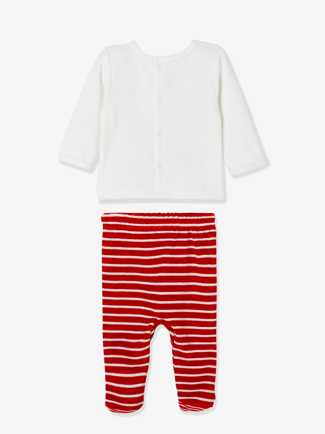 Pyjama 2 pièces en velours bébé Noël ivoire