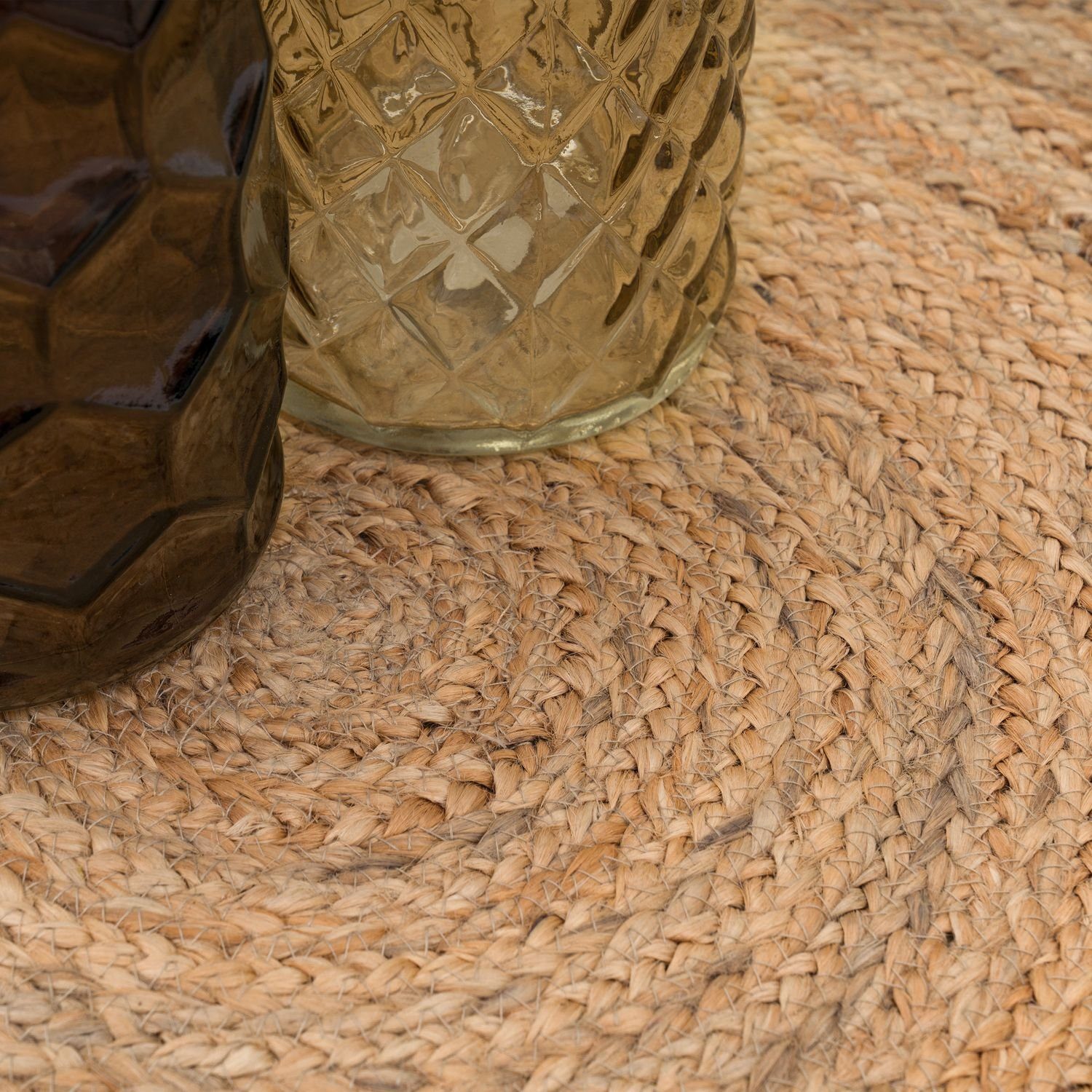 Teppich Wohnzimmer Teppich Jute Rund Modern Boho, TT Home, rund, Höhe: 13 mm