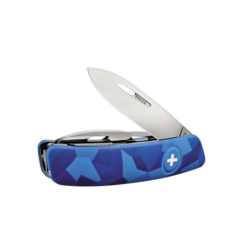 Schweizer Messer, Swiza C03 Camouflage Blue Urban, mit 11 Funktionen, Made in Swiss.