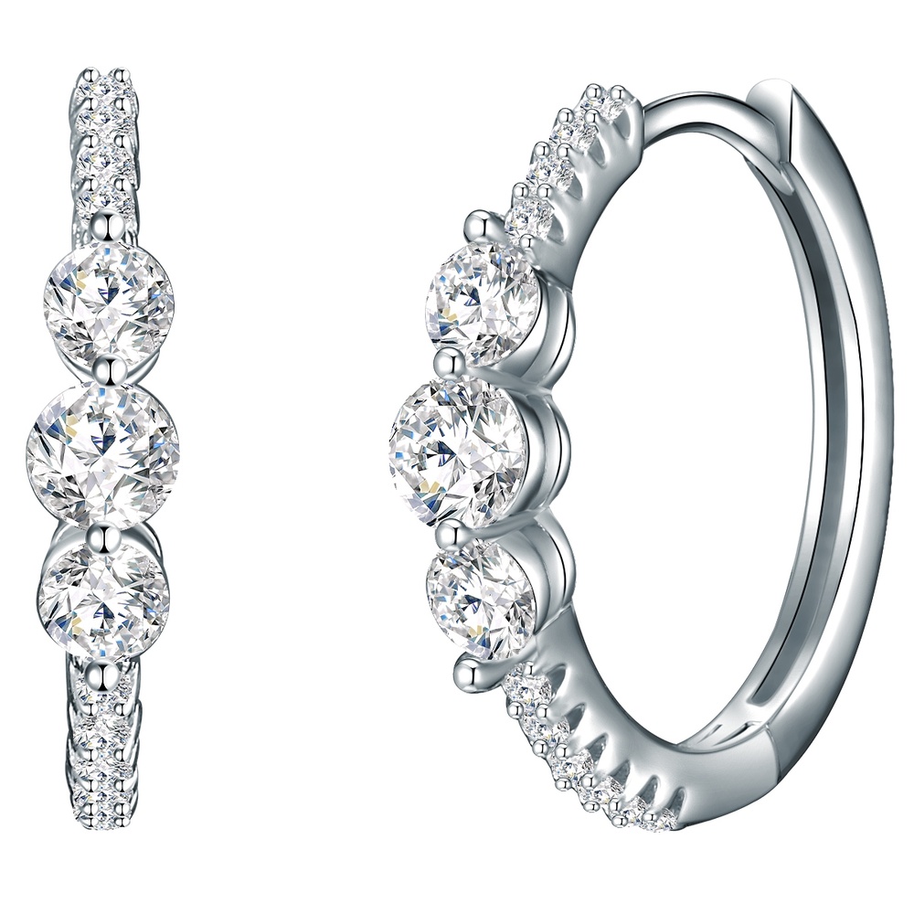 Trilani Créoles en argent Argent sterling Oxyde de zirconium (CZ) en Argent Boucles d'oreilles