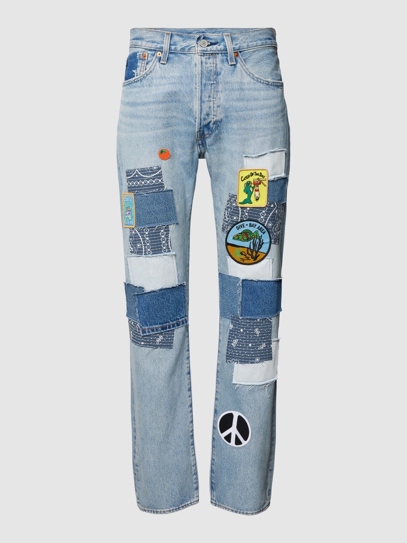 Jeans mit Patches Modell 'SURF' in hellblau