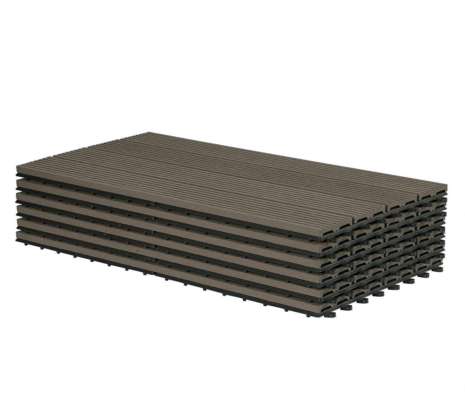 Woltu WPC-Fliesen, 12 St., Terrassendielen Holz-Optik 30x60cm mit klicksystem