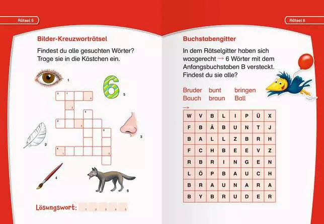 Leserabe: Kreuzworträtsel zum Lesenlernen, 1. Lesestufe, gelb