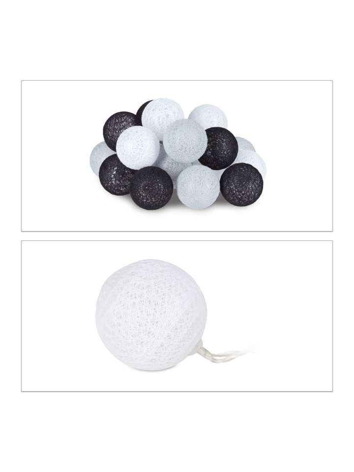 relaxdays LED Lichterkette in Weiß/Grau/Schwarz (L)160 cm günstig kaufen onesize