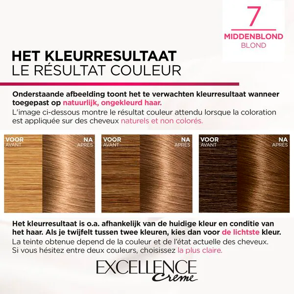 L'Oréal Paris Excellence Crème 7 Middenblond Permanente Haarverf