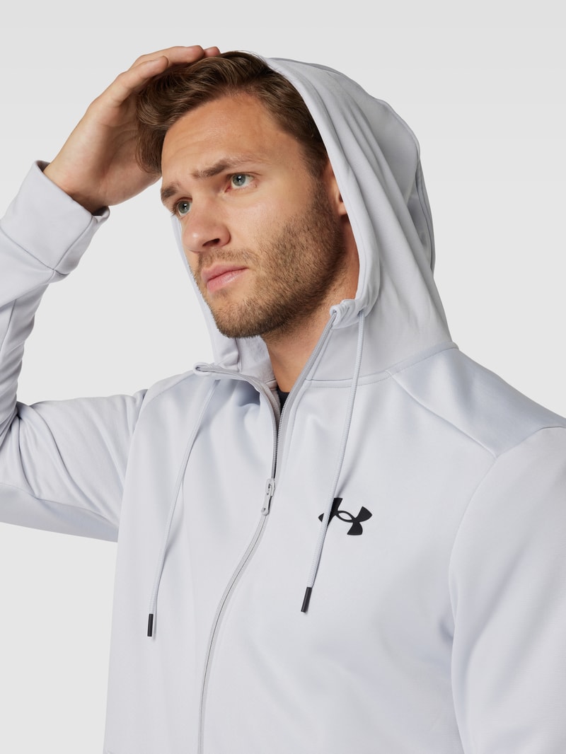 Sweatjacke mit Logo-Detail Modell 'Fleece' in hellgrau