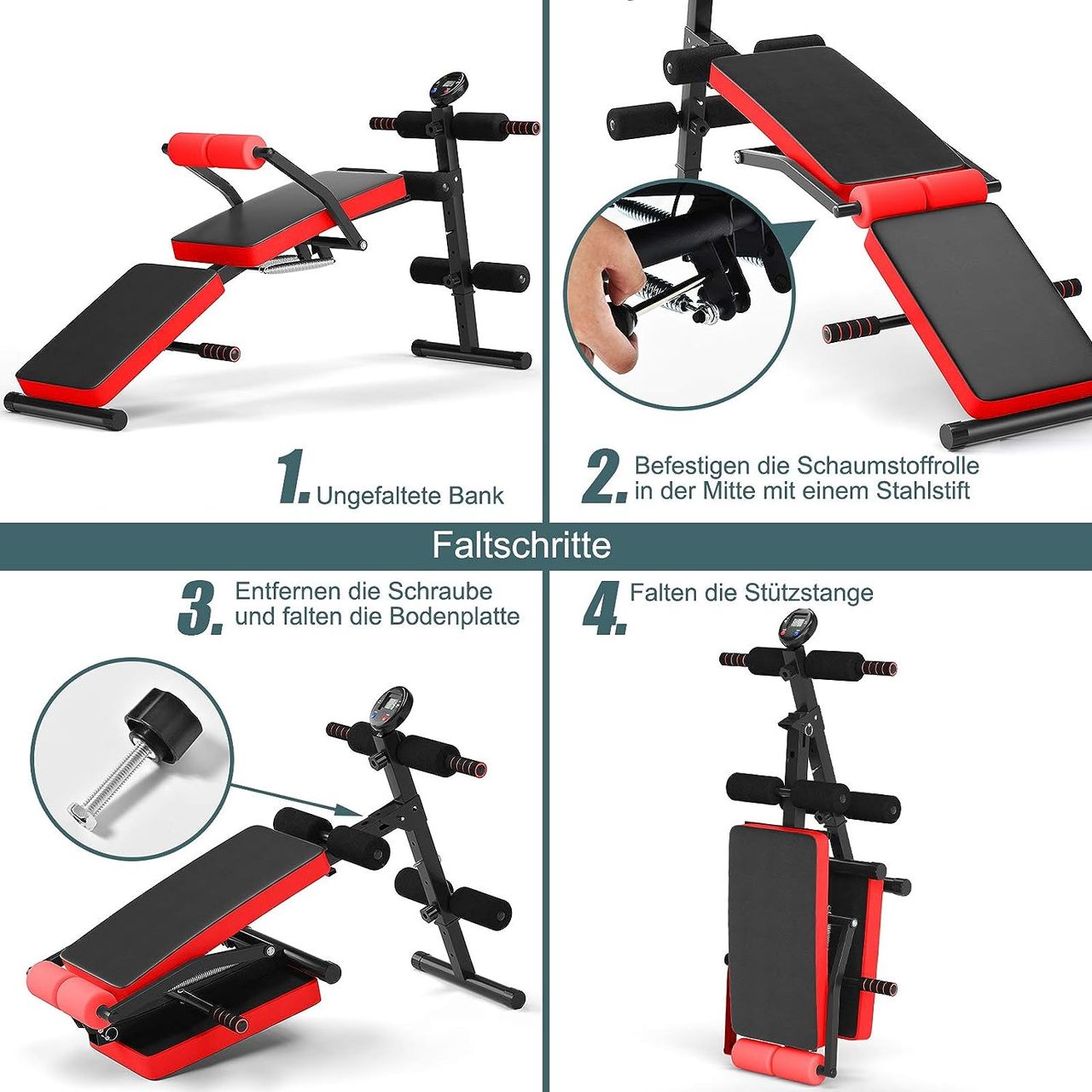 Costway Sit Up Bank klappbar, Ab Bauchtrainer Bench