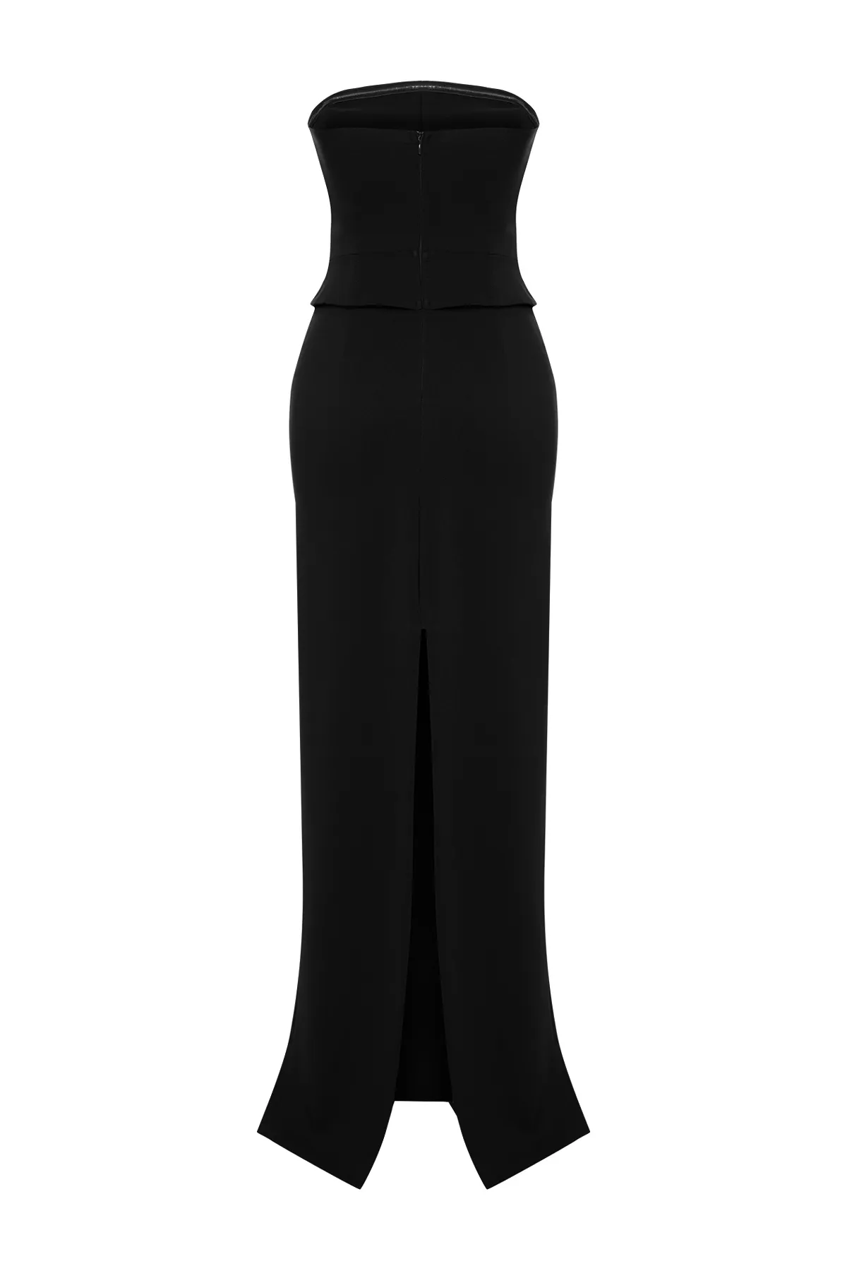 Trendyol Collection  Schwarzes, langes Abendkleid mit gewebtem Korsettdetail TPRSS24AE00148