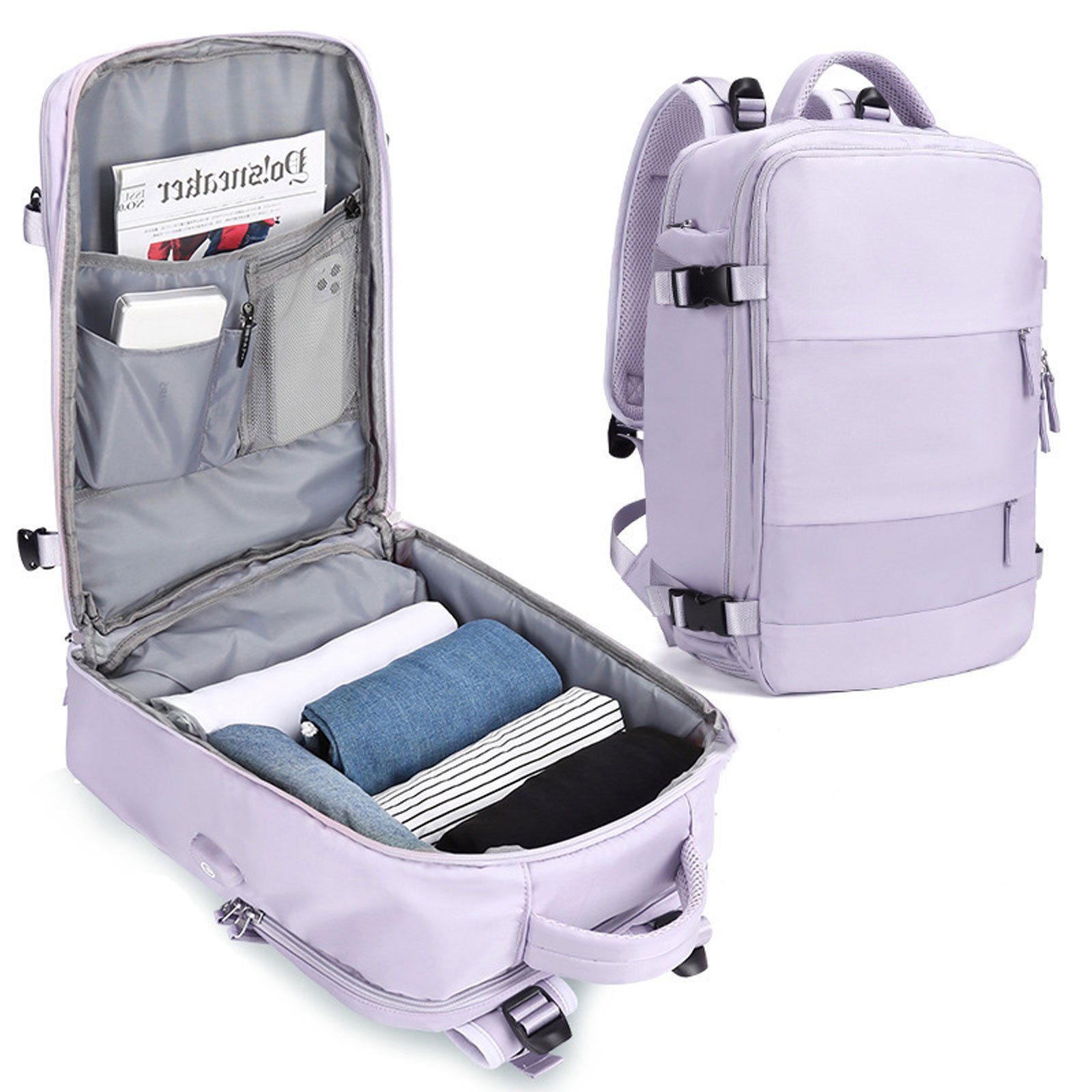 OKWISH Reiserucksack Freizeitrucksack Sportrucksack Reisen Rucksack Sporttasche Rucksäcke (Notebook Laptop Tasche Schule Uni Rucksack Handgepäck, Reisenrucksack, mit Schuhfach und Nasstasche, mit USB-Ladeanschluss), Schulrucksack Schultasche Weekende