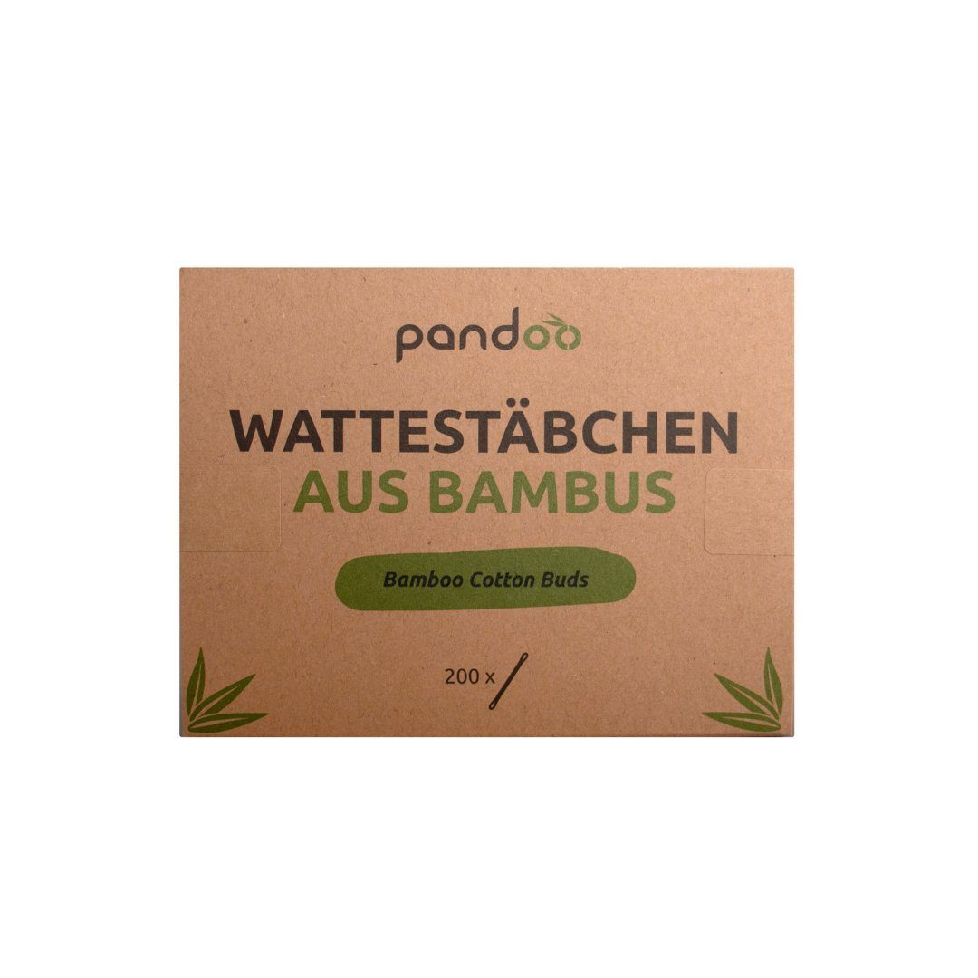 pandoo Ohrenreiniger Plastikfreie Wattestäbchen aus Bambus und Bio-Baumwolle, 200-tlg.