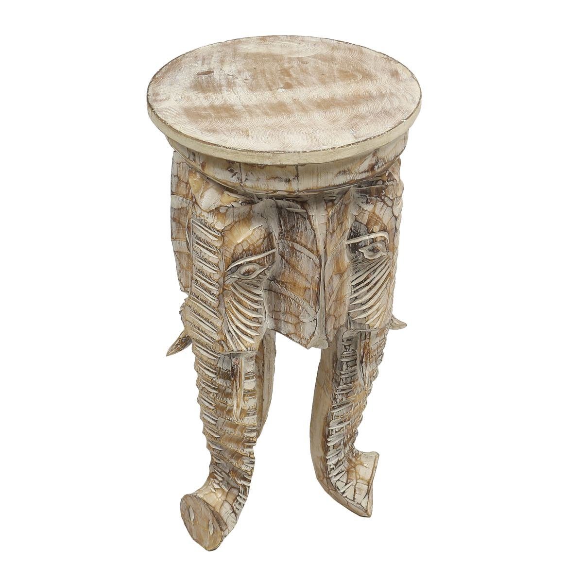 Oriental Galerie Blumenhocker Natur Rundhocker Elefant 60 cm (1 St), Handarbeit