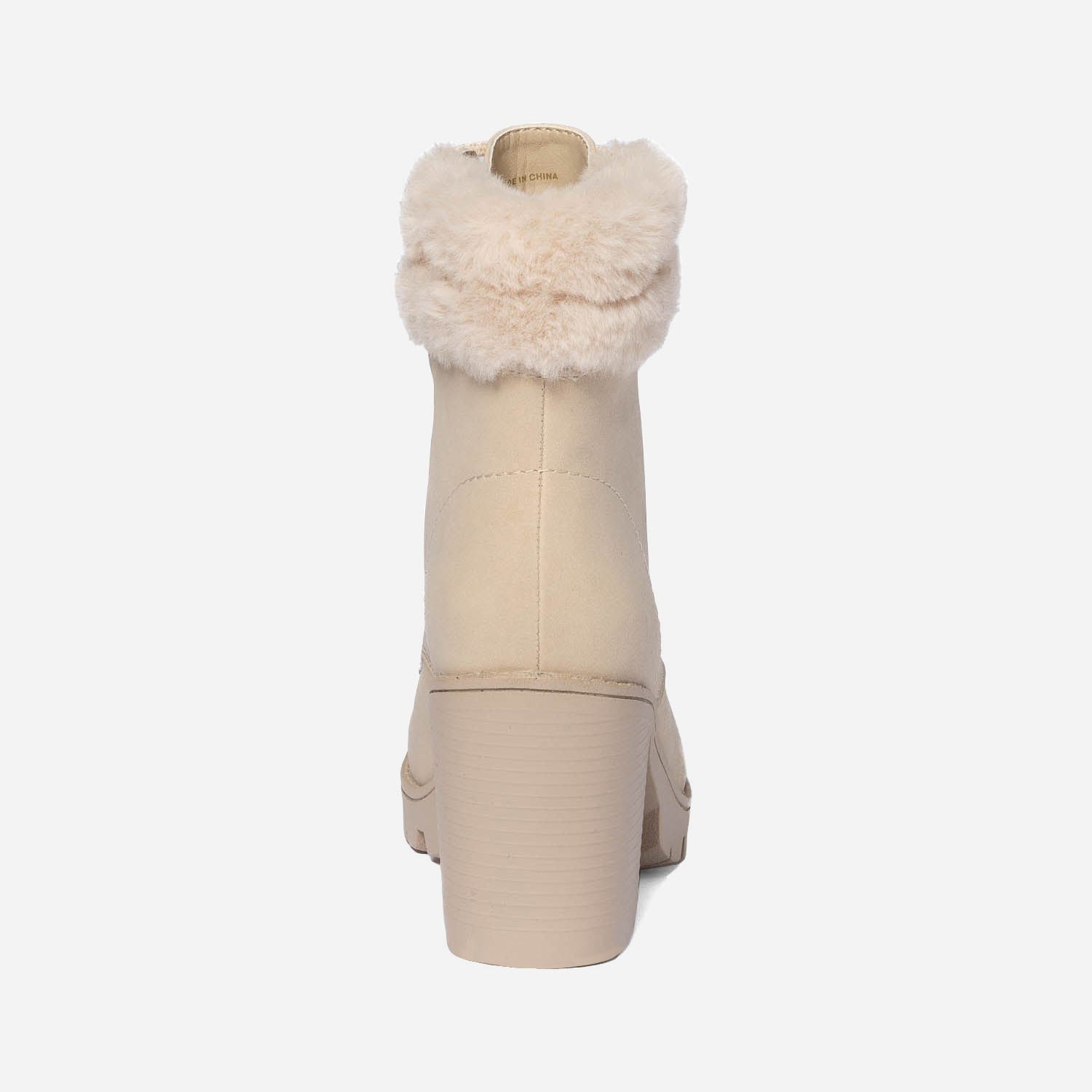 Bottine à talon TEXTO beige esprit montagne