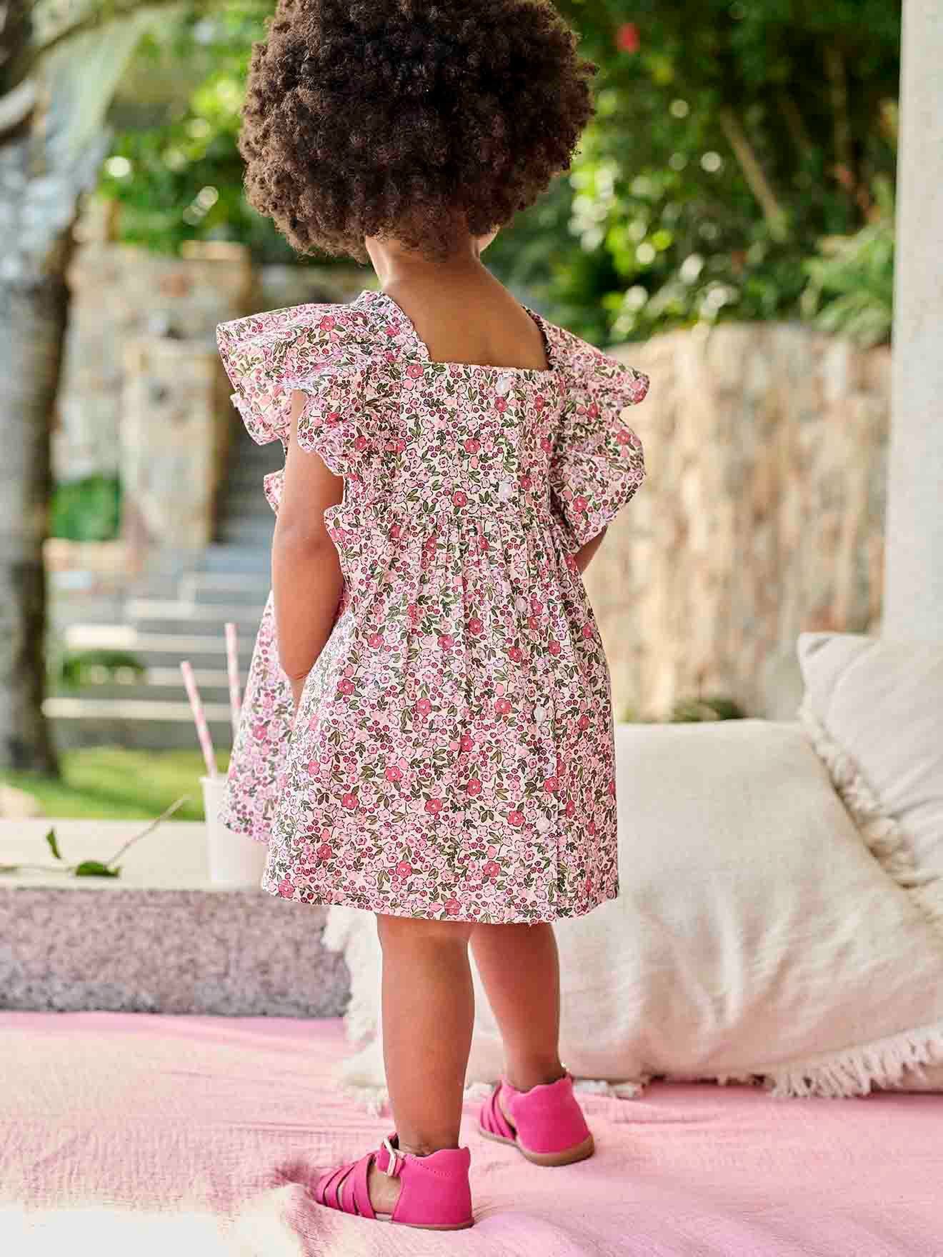 Vertbaudet Baby Volantkleid - rosa kariert