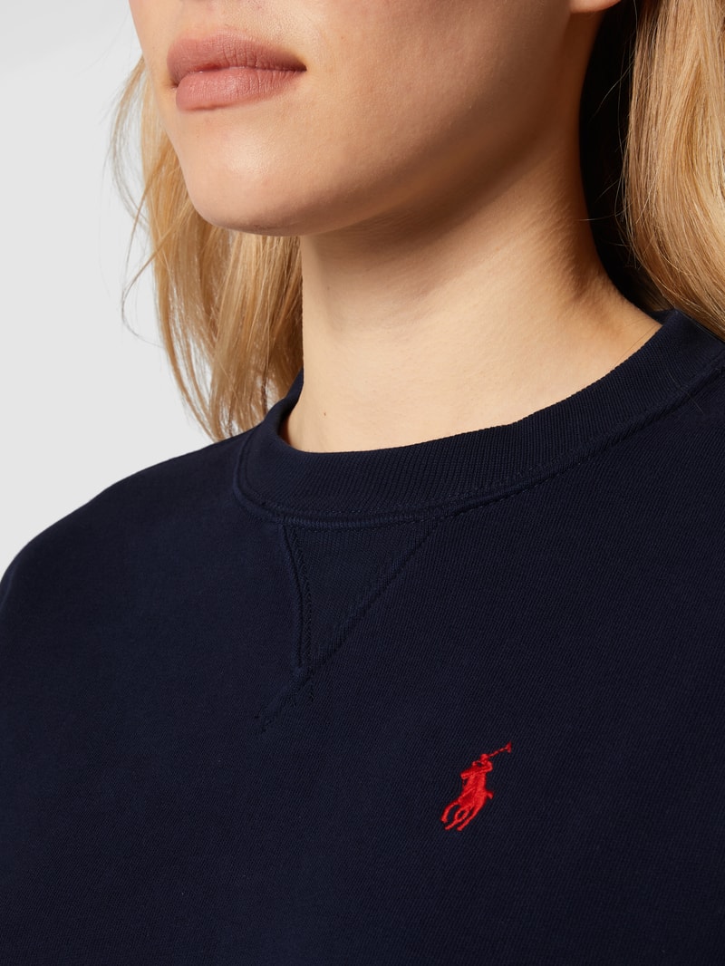 Sweatshirt mit Label-Stitching in dunkelblau