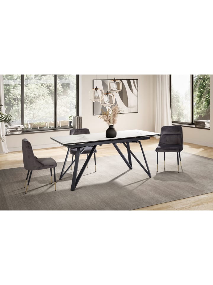 KADIMA DESIGN Esszimmertisch 180 - 260 cm Ausziehbar Keramik Glas , in Weiß günstig kaufen onesize